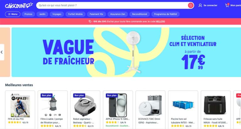 Capture d’écran du site Cdiscount