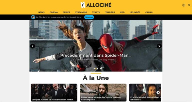 Capture d’écran du site Allociné