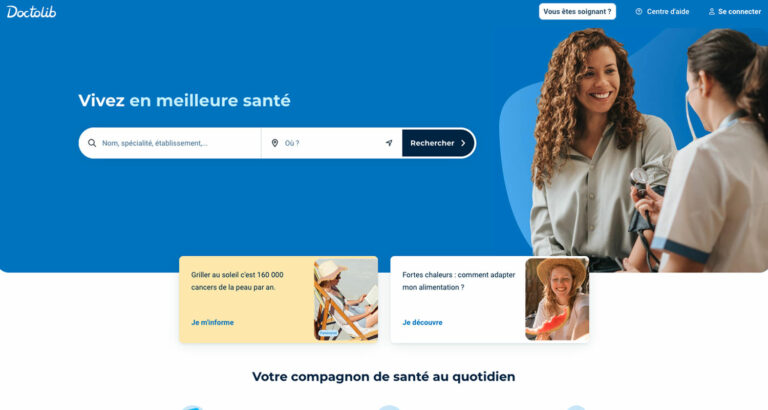 Capture d’écran du site Doctolib