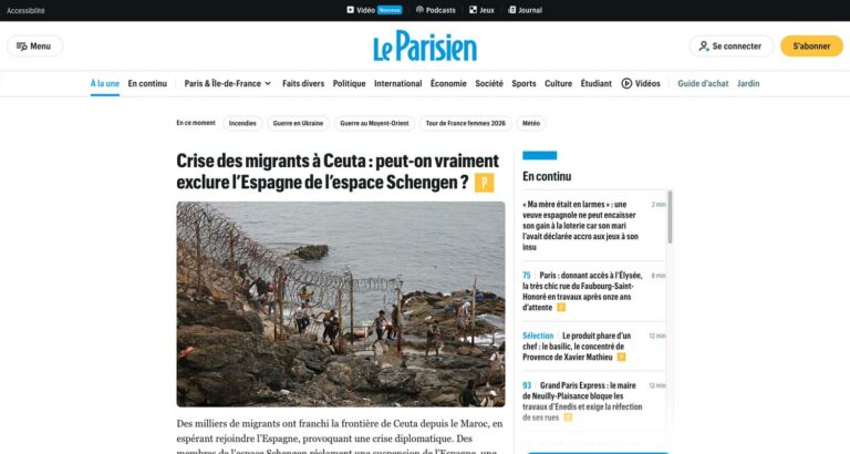 Capture d’écran du site Le Parisien