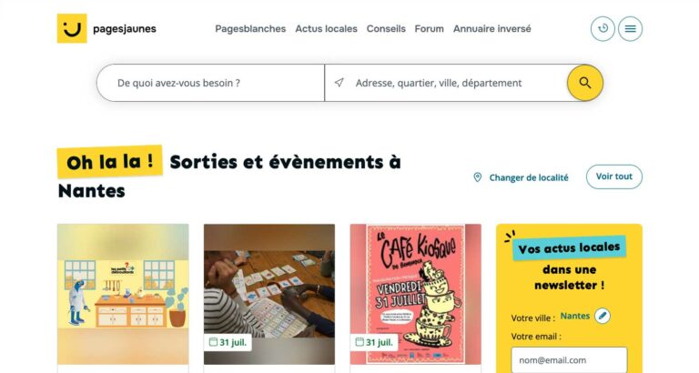 Capture d’écran du site PagesJaunes