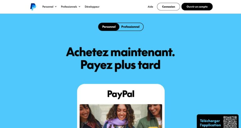 Capture d’écran du site PayPal