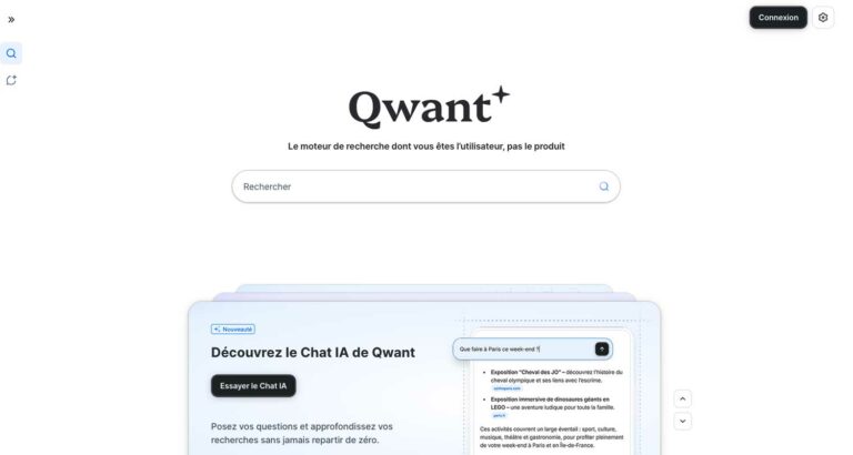 Capture d’écran du site Qwant