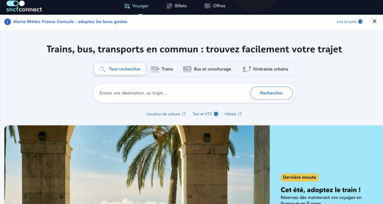 Capture d’écran du site SNCF Connect
