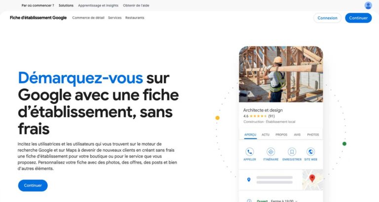 Capture d’écran du site Google Business Profile