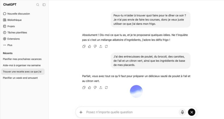 Capture d’écran du site ChatGPT