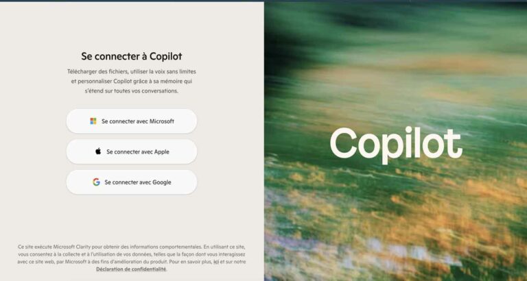 Capture d’écran du site Microsoft Copilot