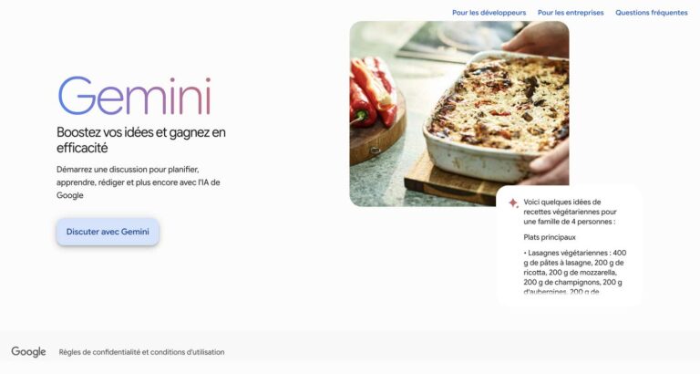 Capture d’écran du site Gemini