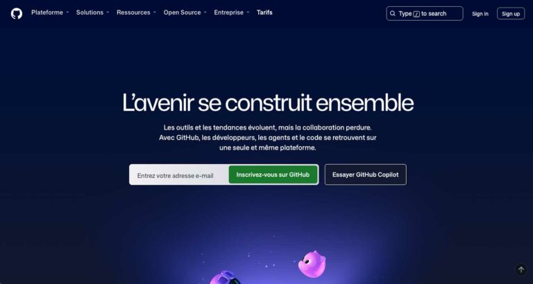 Capture d’écran du site GitHub