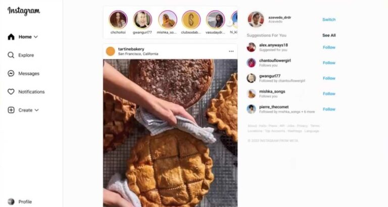 Capture d’écran du site Instagram