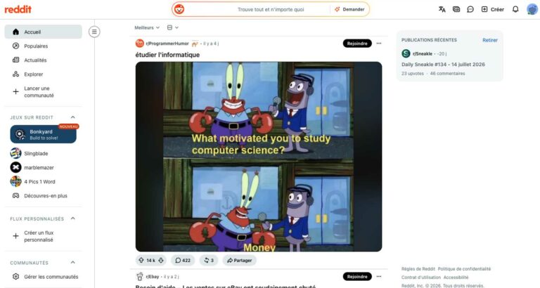 Capture d’écran du site Reddit