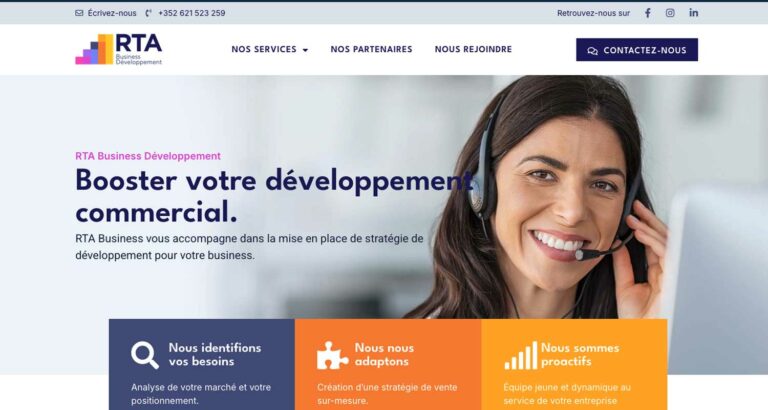 Capture d’écran du site RTA Business Developpement