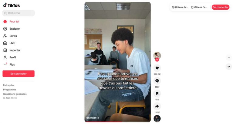 Capture d’écran du site TikTok