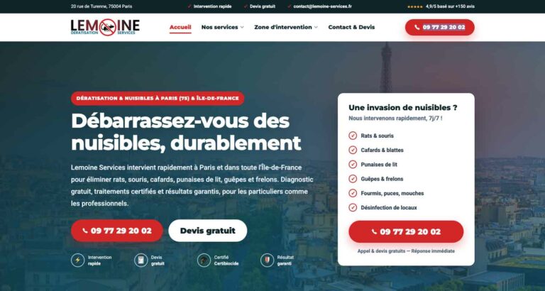 Capture d’écran du site Lemoine Services